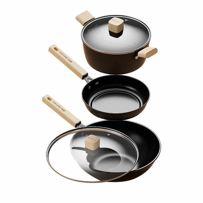 3ピースノンスティックポットおよびパン調理器具セット